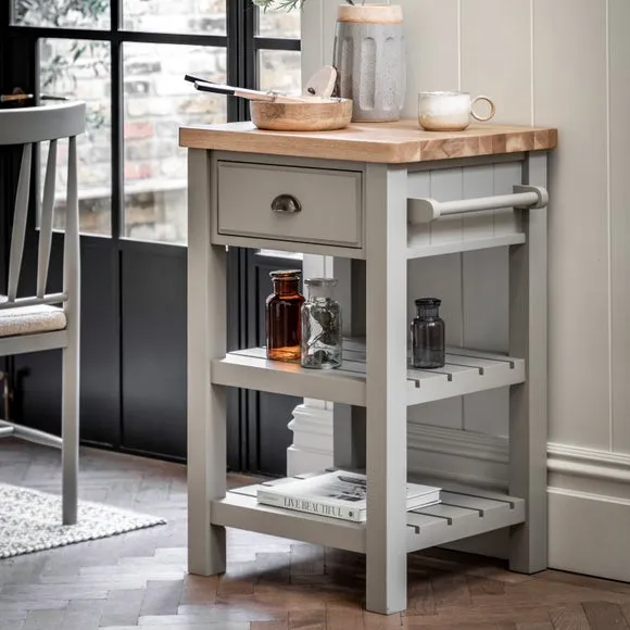Butchers Block Table with Storage - Taupe, Oak