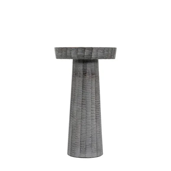 Candle Holder with Linear Pattern - Grey, Aluminium image