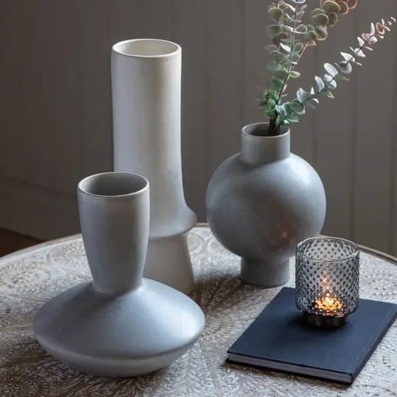 Ceramic Vase with Organic Shape - Grey