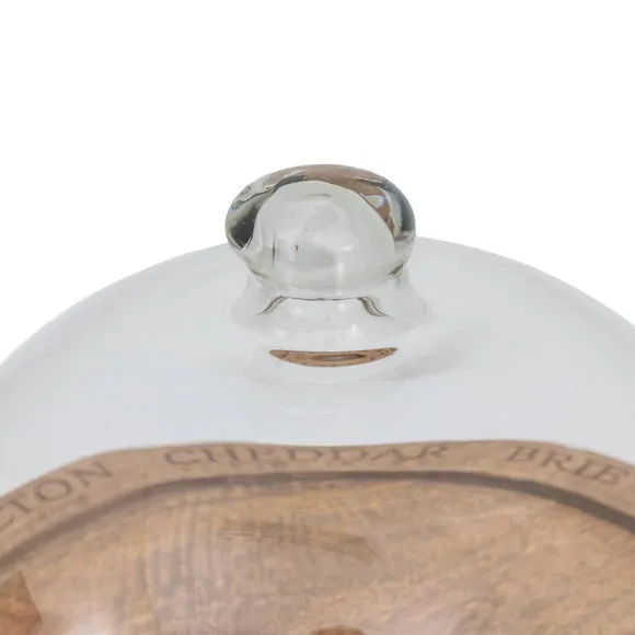 Cheese Dome with Glass Cover - Clear, Mango Wood