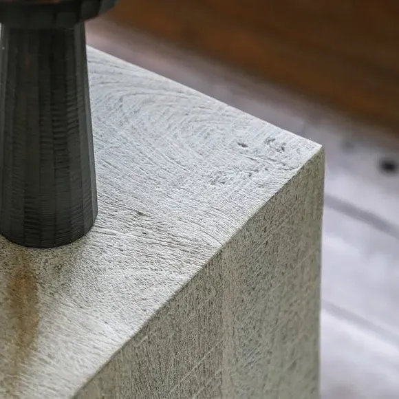 Chunky Side Table - White, Mango Wood