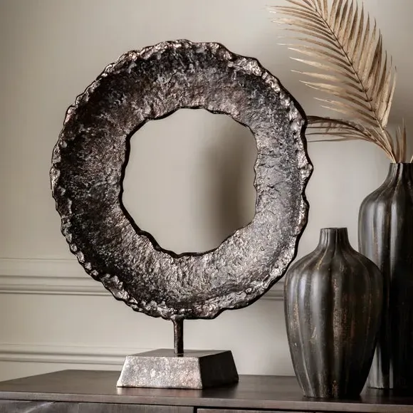 Circle Ornament with Base - Copper, Metal image