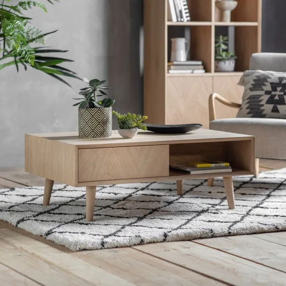Coffee Table with Chevron Design - Natural, Oak image