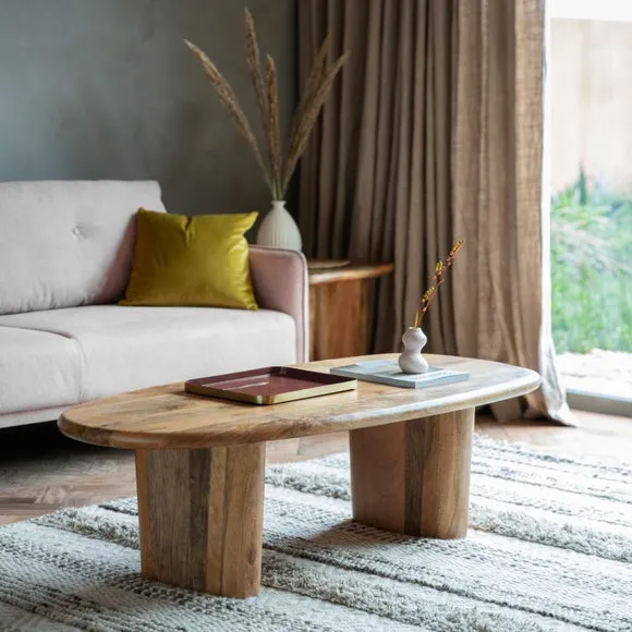 Coffee Table with Curved Frame - Natural, Mango Wood image
