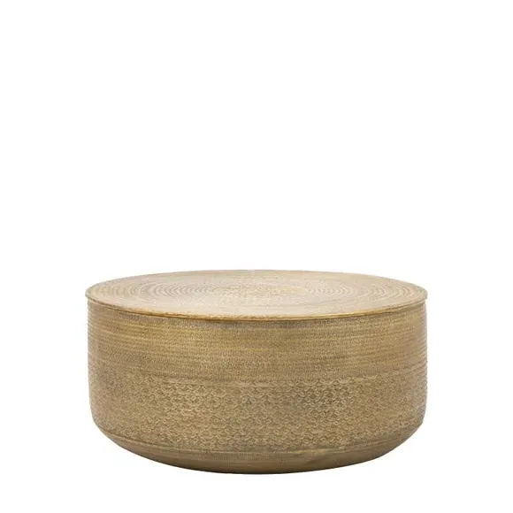 Coffee Table with Embossed Design - Gold, Metal