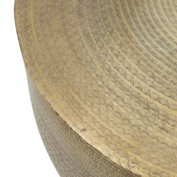 Coffee Table with Embossed Design - Gold, Metal