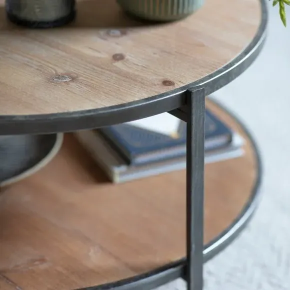 Coffee Table with Handle Frame - Light Wood, Metal