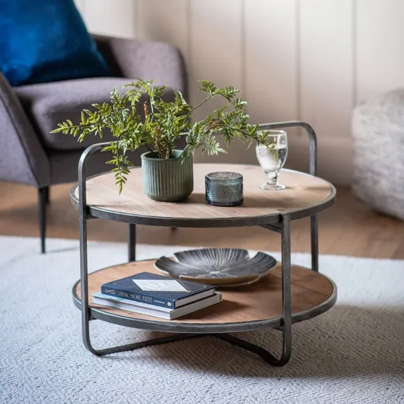 Coffee Table with Handle Frame - Light Wood, Metal image