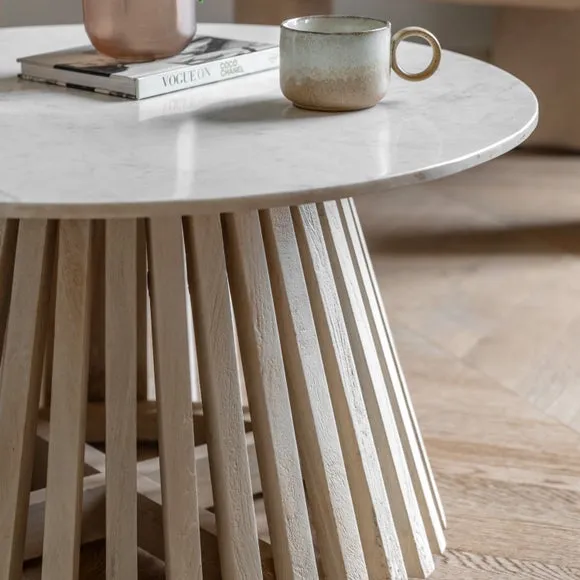 Coffee Table with Marble Top - Natural, Mango Wood