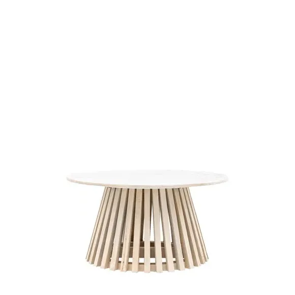 Coffee Table with Marble Top - Natural, Mango Wood