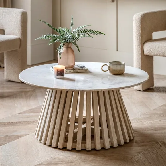 Coffee Table with Marble Top - Natural, Mango Wood image