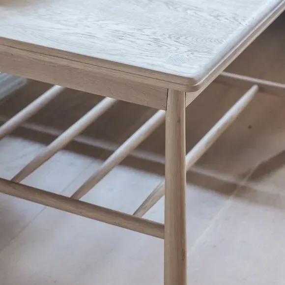 Coffee Table with Open Shelf - Natural, Oak Wood