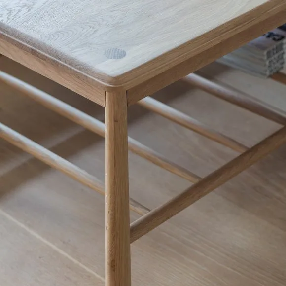 Coffee Table with Open Shelf - Natural, Oak Wood