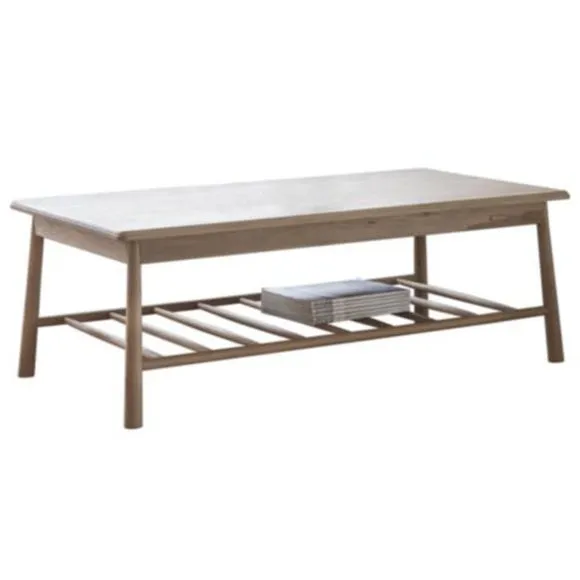 Coffee Table with Open Shelf - Natural, Oak Wood