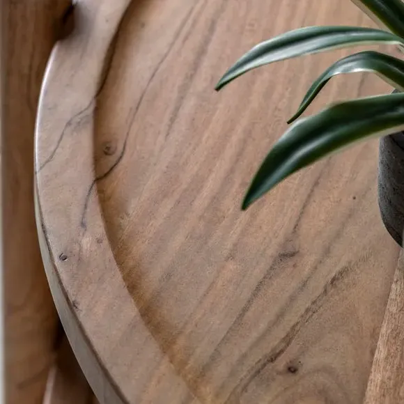 Coffee Table with Rattan Shelf - Natural, Mango Wood
