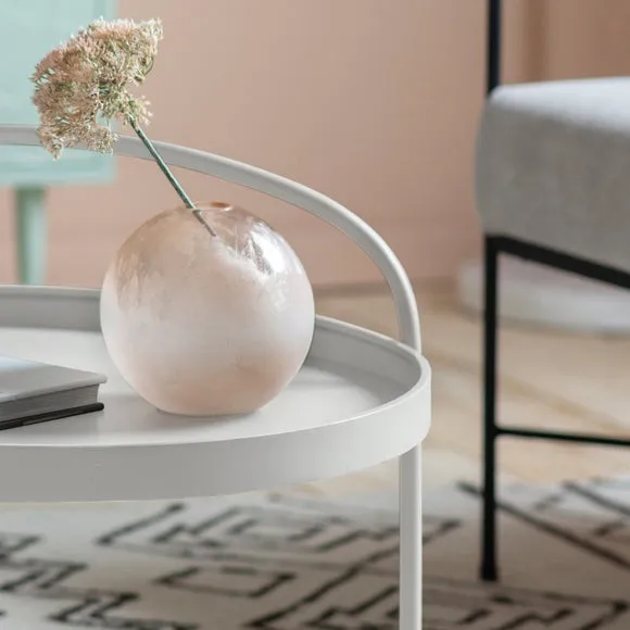 Coffee Table with Removable Tray - White, Metal