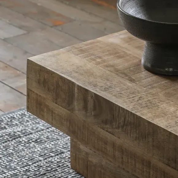 Coffee Table with Stepped Design - Natural, Mango