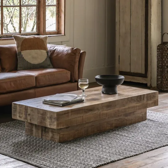 Coffee Table with Stepped Design - Natural, Mango image