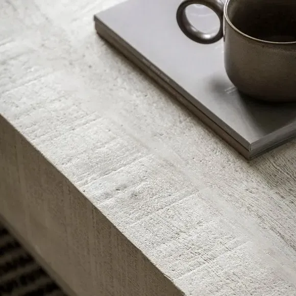Coffee Table with Stepped Design - White, Mango