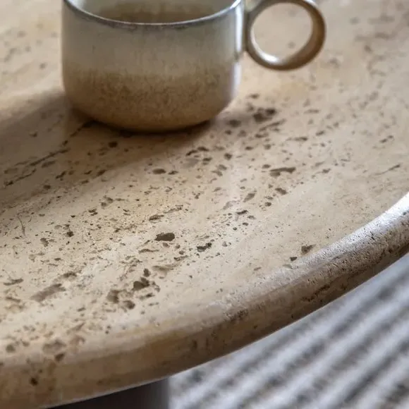 Coffee Table with Stone Top - Brown, Mango Wood