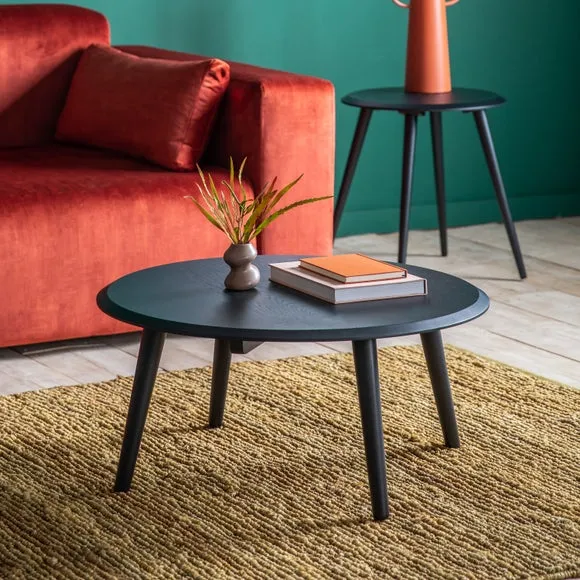 Coffee Table with Timber Legs - Black, Oak Veneer image