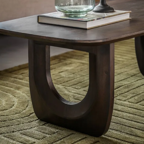 Coffee Table with U-Shaped Legs - Brown, Mango Wood