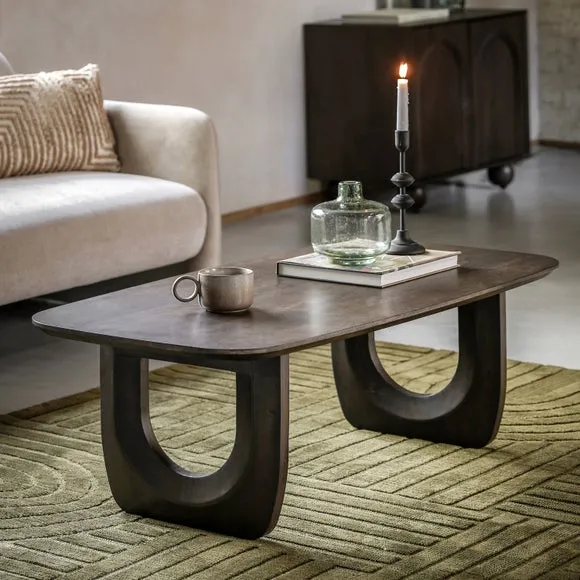 Coffee Table with U-Shaped Legs - Brown, Mango Wood image
