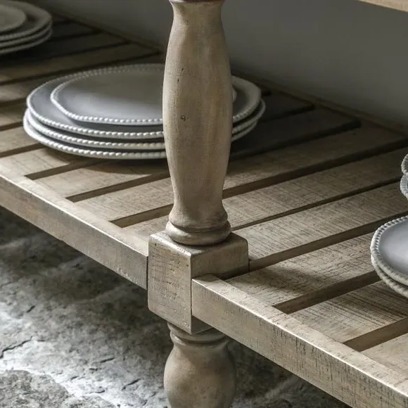 Compact Sideboard with Marble Top - Natural, Pine