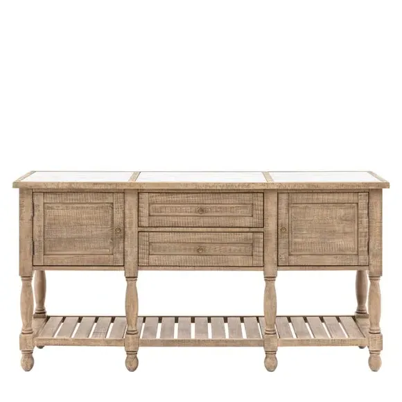 Compact Sideboard with Marble Top - Natural, Pine