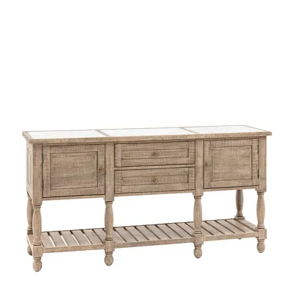 Compact Sideboard with Marble Top - Natural, Pine