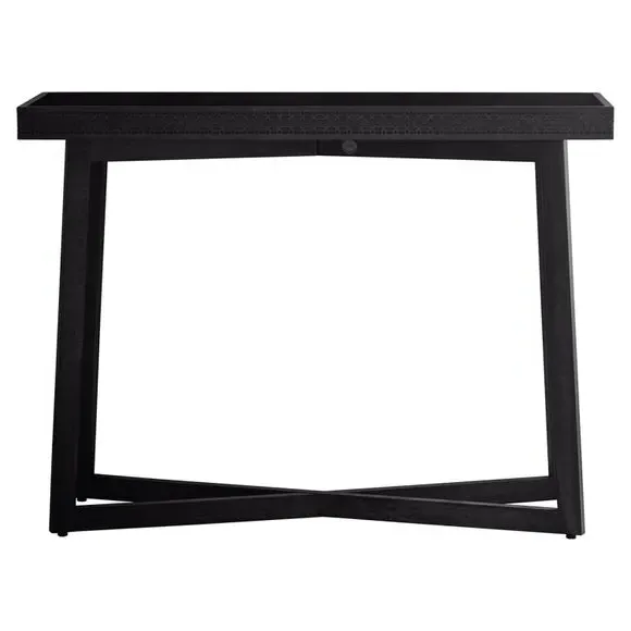Console Table with Fretwork - Black, Mango Wood