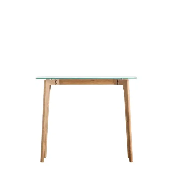 Console Table with Glass Top - Light Wood, Oak