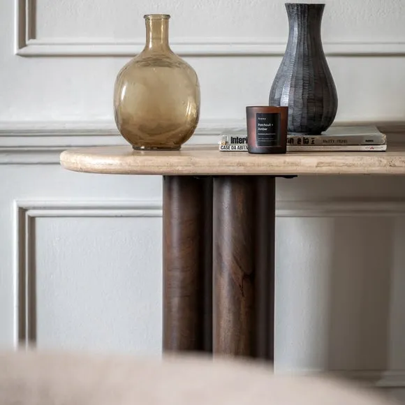 Console Table with Stone Top - Brown, Mango Wood
