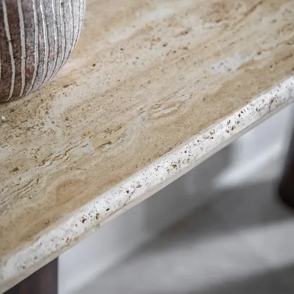 Console Table with Stone Top - Brown, Mango Wood