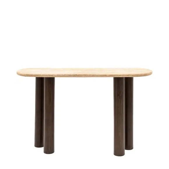 Console Table with Stone Top - Brown, Mango Wood