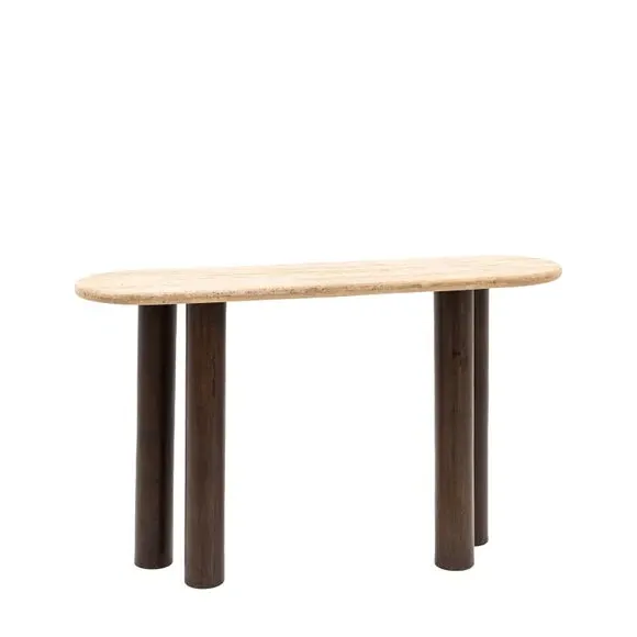 Console Table with Stone Top - Brown, Mango Wood
