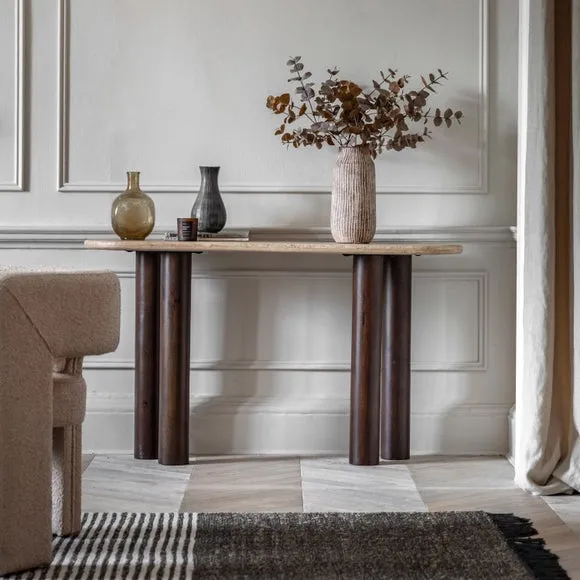 Console Table with Stone Top - Brown, Mango Wood image
