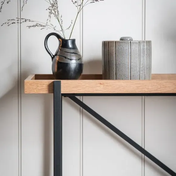 Console Table with Storage - Light Wood, Metal