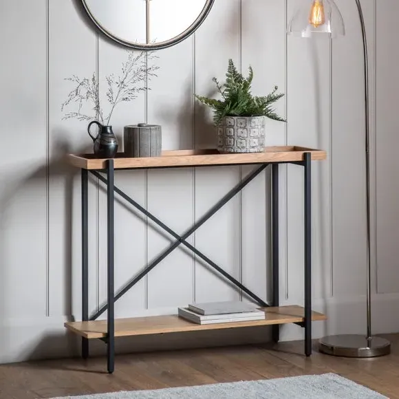 Console Table with Storage - Light Wood, Metal image