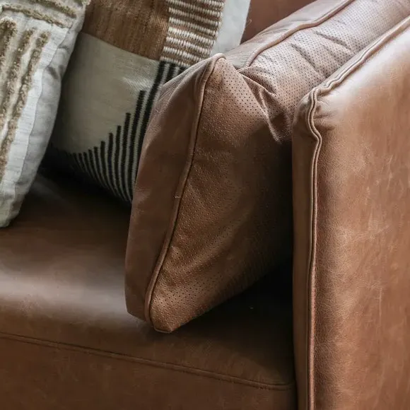 Contemporary Sofa with Metal Legs - Brown, Leather