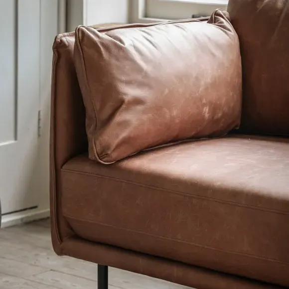 Contemporary Sofa with Metal Legs - Brown, Leather