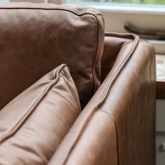 Contemporary Sofa with Metal Legs - Brown, Leather