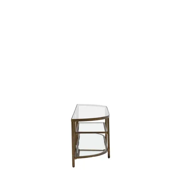 Curved Media Unit with Glass Shelves - Bronze