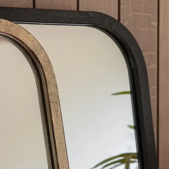 Curved Rectangle Leaner Mirror - Black, Metal