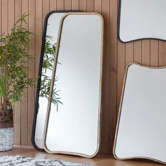 Curved Rectangle Leaner Mirror - Black, Metal image