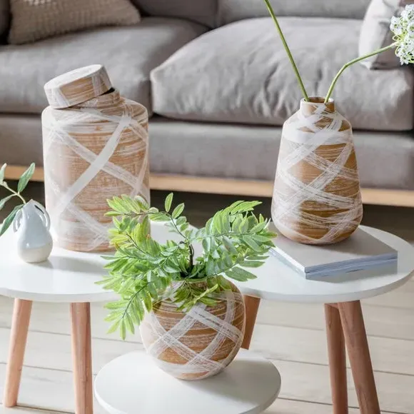 Cylindrical Ginger Jar with Lid - Brown, Stoneware