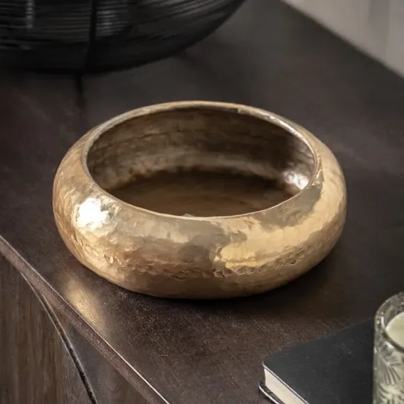 Decorative Bowl Hammered Texture - Bronze, Metal