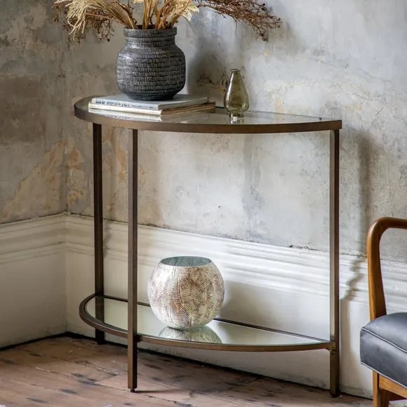 Demi Lune Console Table - Bronze, Glass image