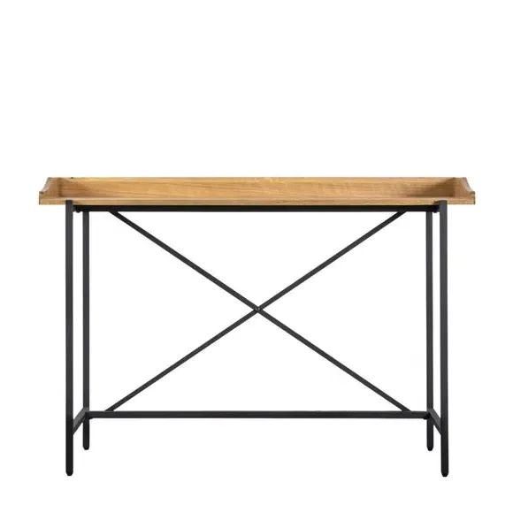 Desk with Metal Frame - Light Wood, Oak Veneer