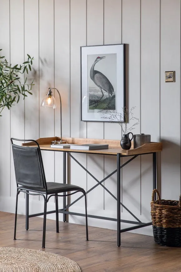 Desk with Metal Frame - Light Wood, Oak Veneer image